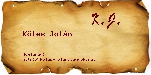 Köles Jolán névjegykártya