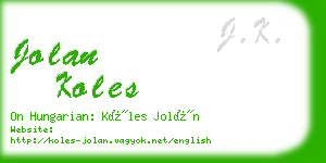 jolan koles business card